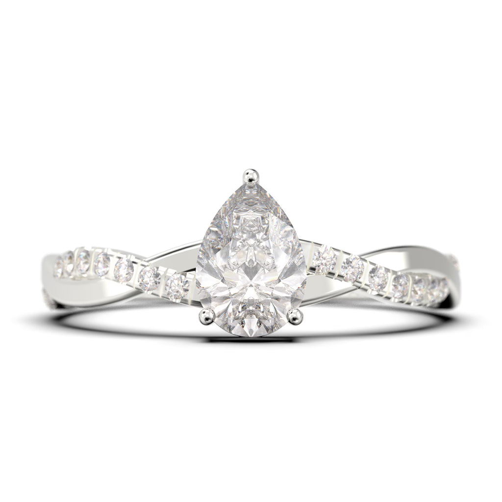1.25 Carat Pear Cut Moissanite Engagement Ring in 925 Sterling Silver With 18k White Gold Plating R29104
