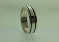 Polished Sterling Silver 6mm Double Black Groove Wedding Band 8 R684