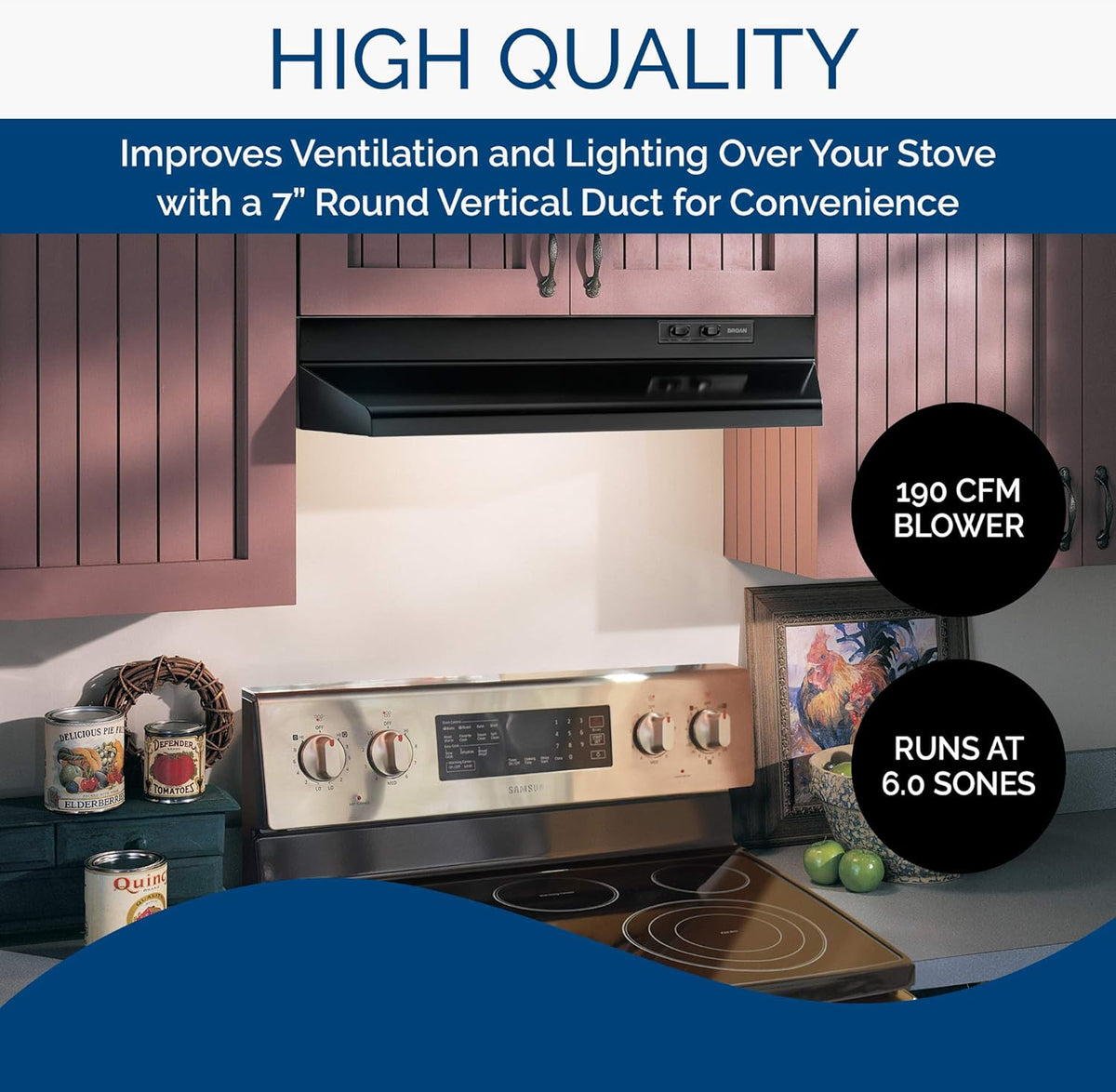 30-Inch Black Range Hood with Light X2835