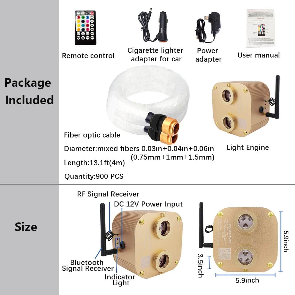 Bluetooth 20W RGBW LED Headliner Light Kit with APP Remote, 900pcs 13.1ft N380999