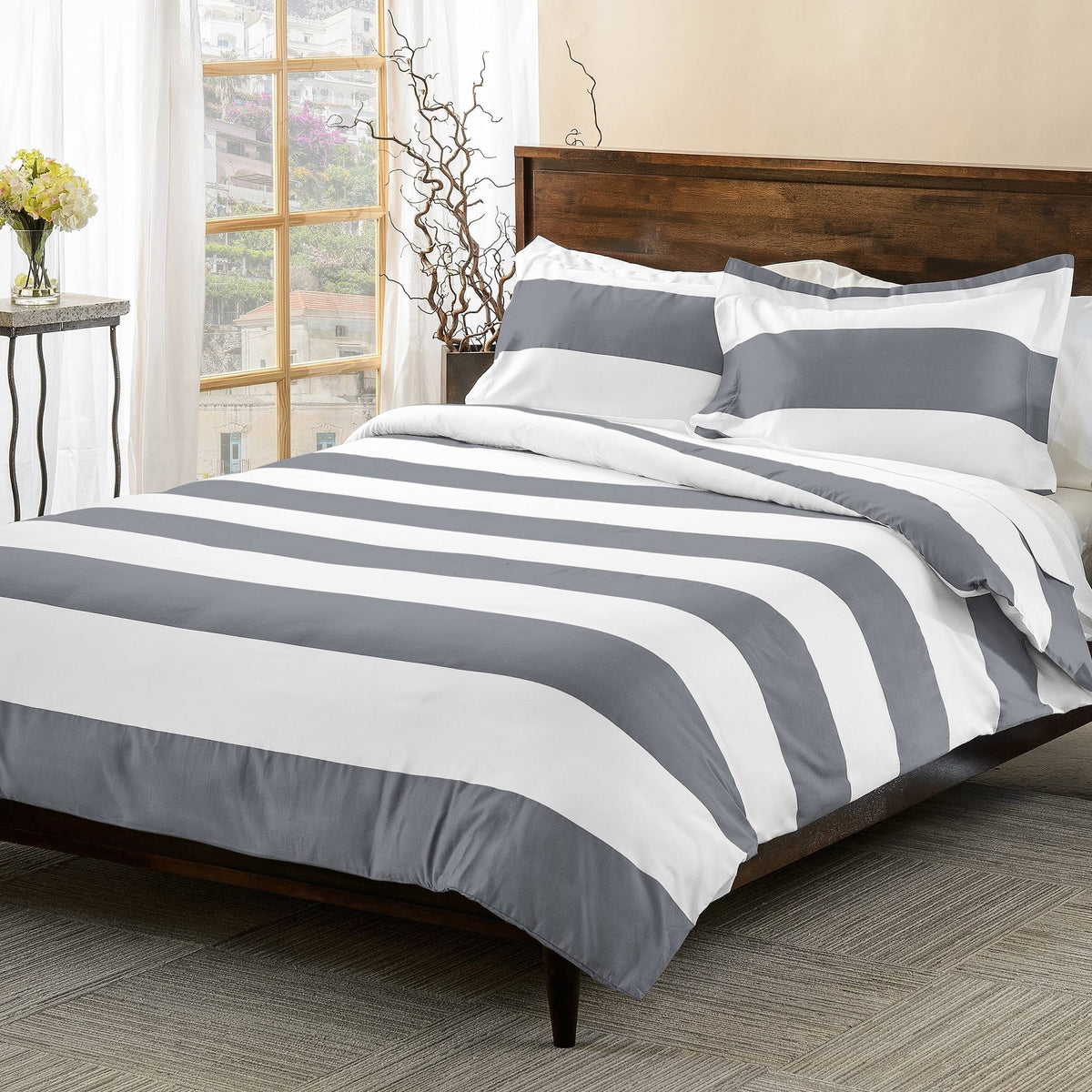 600 Thread Count Cotton Blend Duvet Cover Set (Twin - Black) Z619290