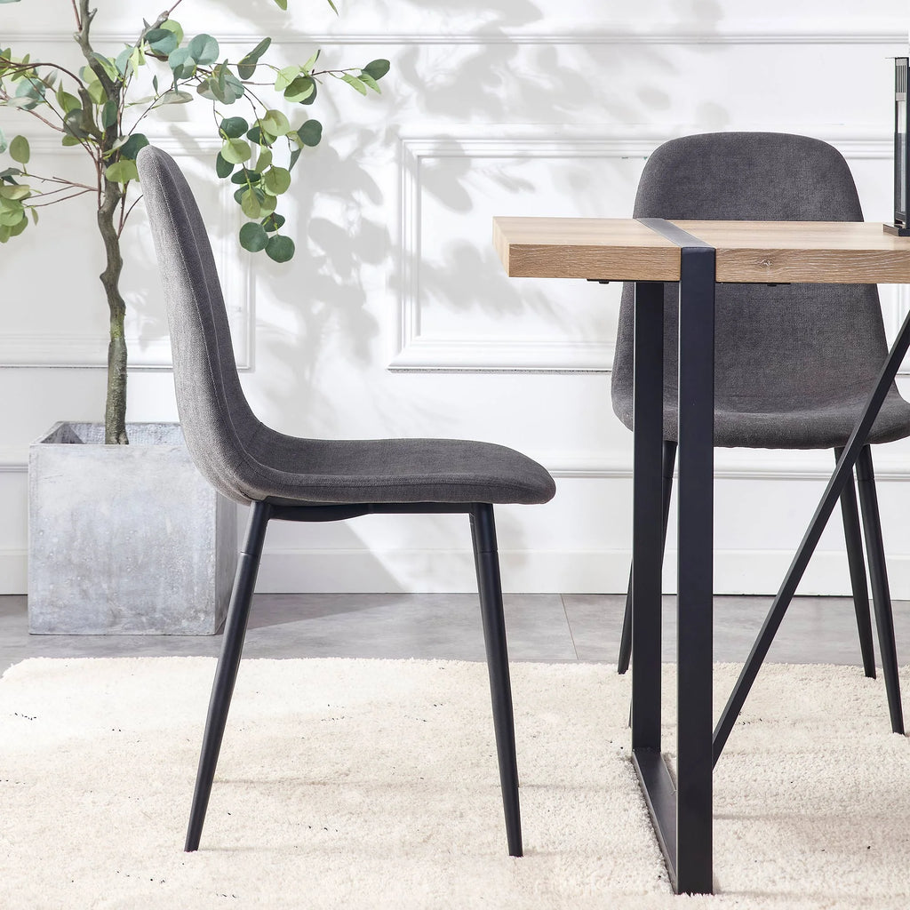 Dining Chairs Set of 4 Upholstered Side Chairs with Suede Fabric Cushion Seat and Metal Legs, Dark Gray H666126