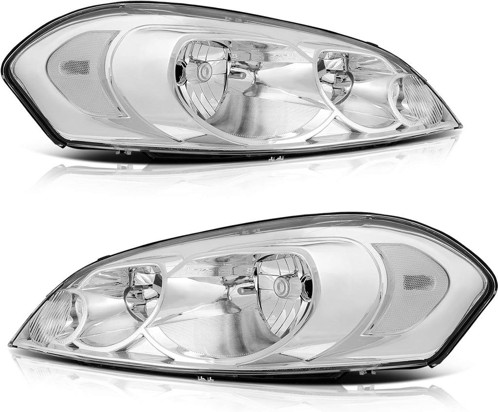 Chrome Housing Amber Reflector Clear Lens Headlight Assembly I66435