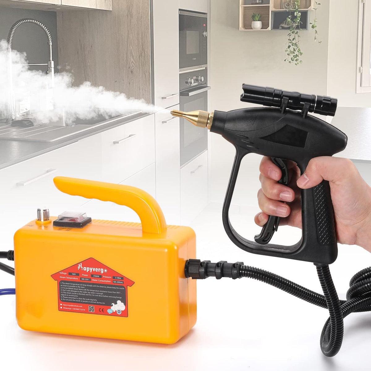 1700W Handheld High Pressure Steam Cleaner (Yellow) B256588