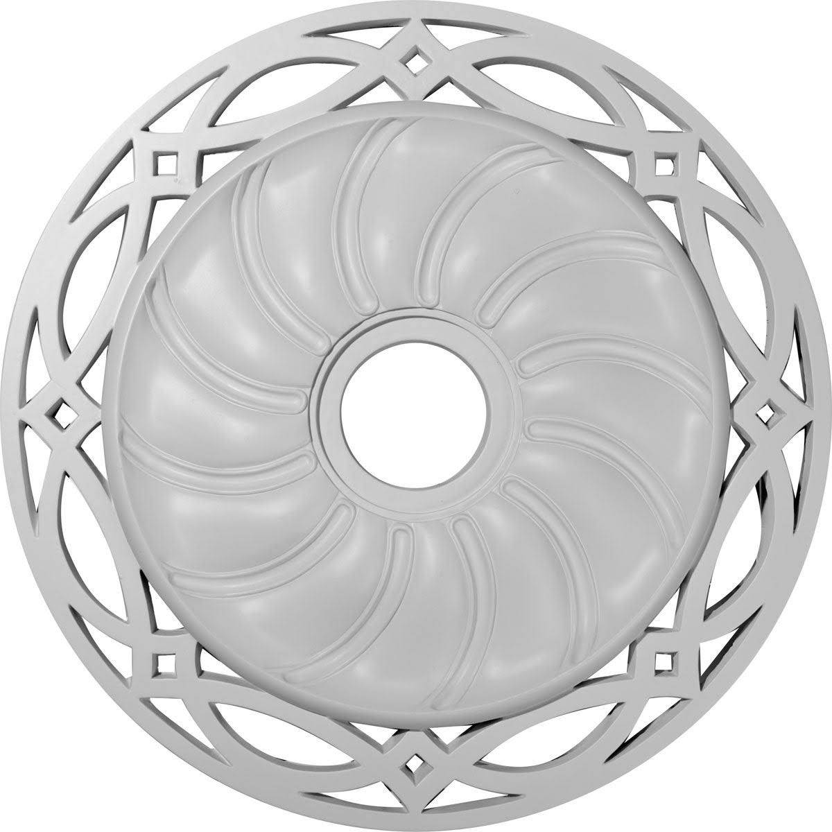 26 5/8x22OD x 4 1/2x22ID x 1 3/8x22P Hand-Painted Frost Ceiling Medallion N72884