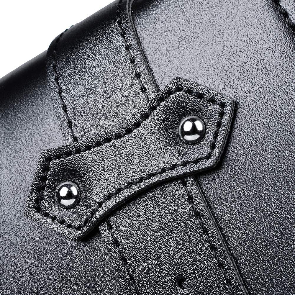Left Black Soft PU Leather Solo Swing Arm Saddle Bag with Side Storage T88101