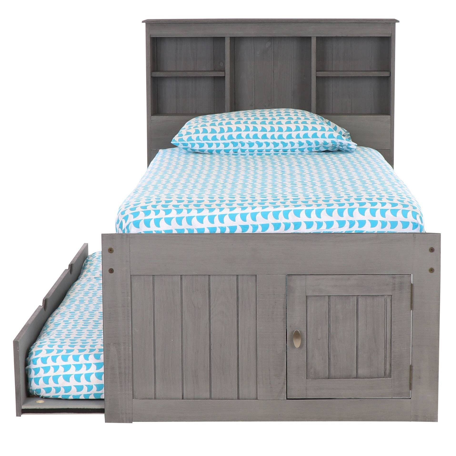 Charcoal Twin Bookcase Bed with 3 Drawers and Trundle T6313
