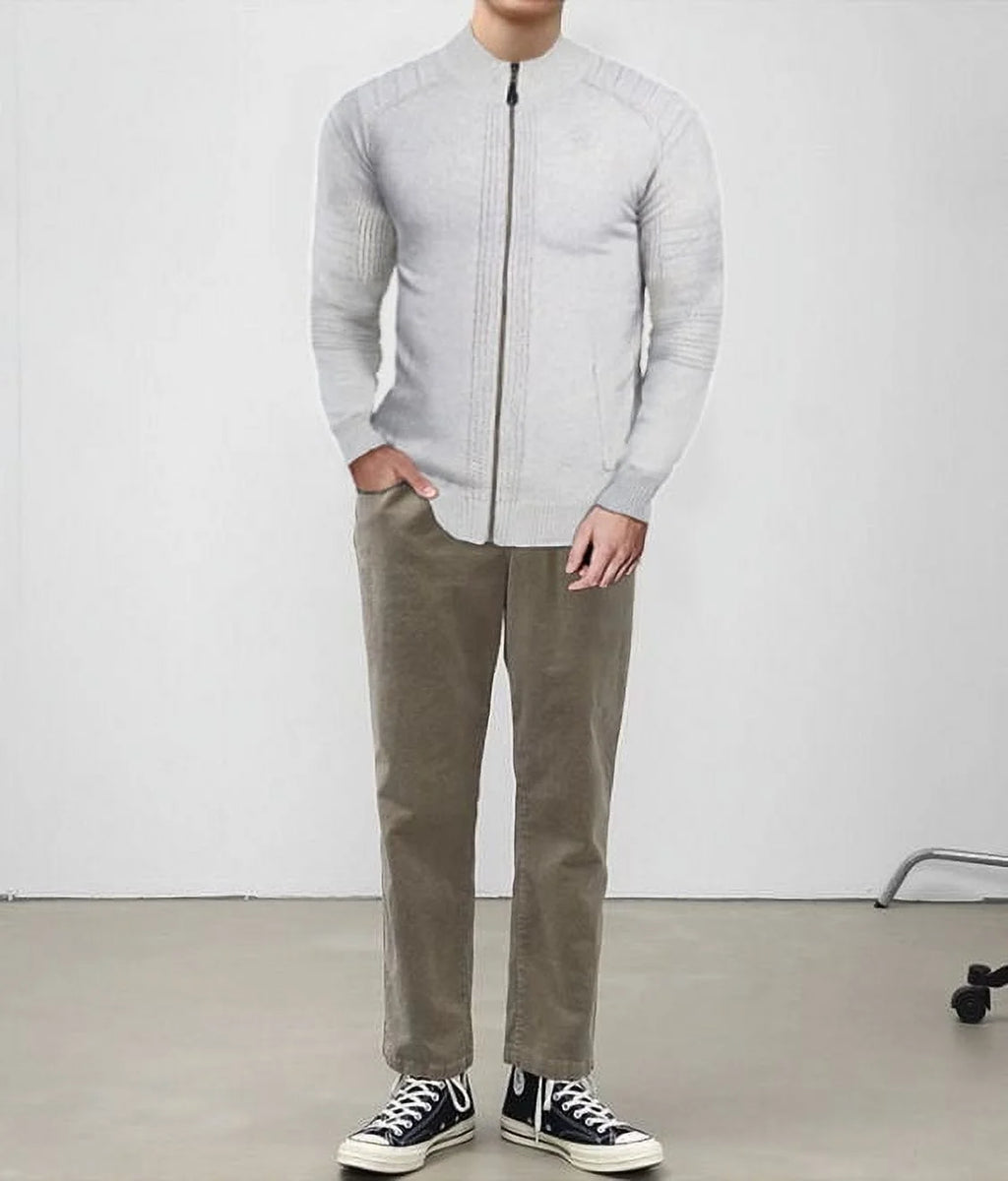 Oatmeal Full Zip Cardigan Sweater O18772