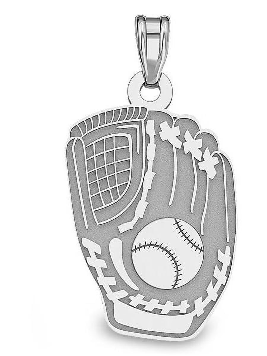 Solid 14K White Gold Softball Glove Pendant E39018