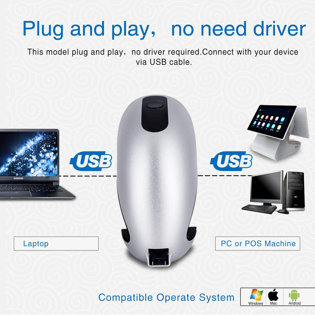 Automatic 1D 2D Omnidirectional Hands-Free USB Barcode Scanner M21698