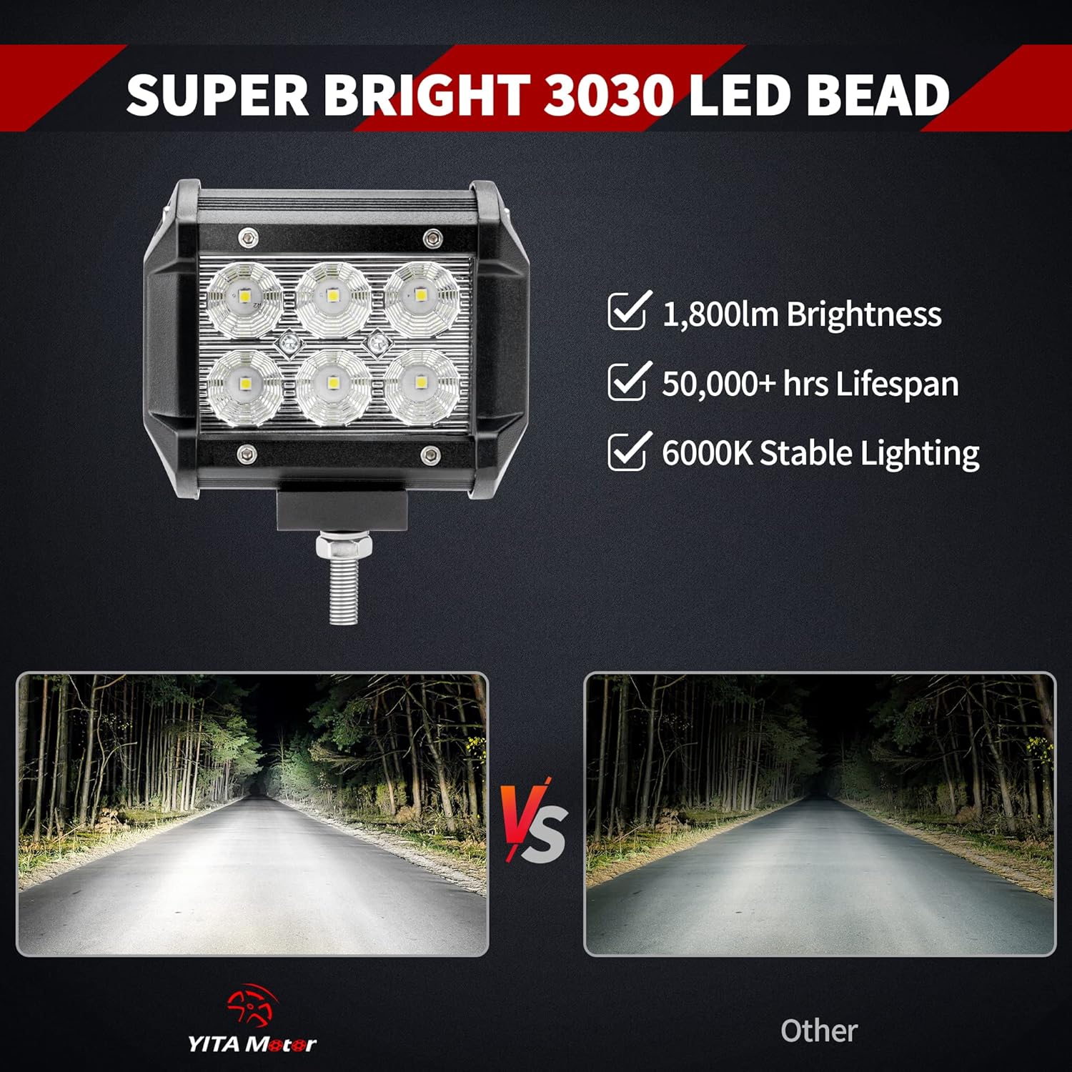10Pcs 4Inch 18W LED Flood Work Light Waterproof 12V Pack of 2 P692