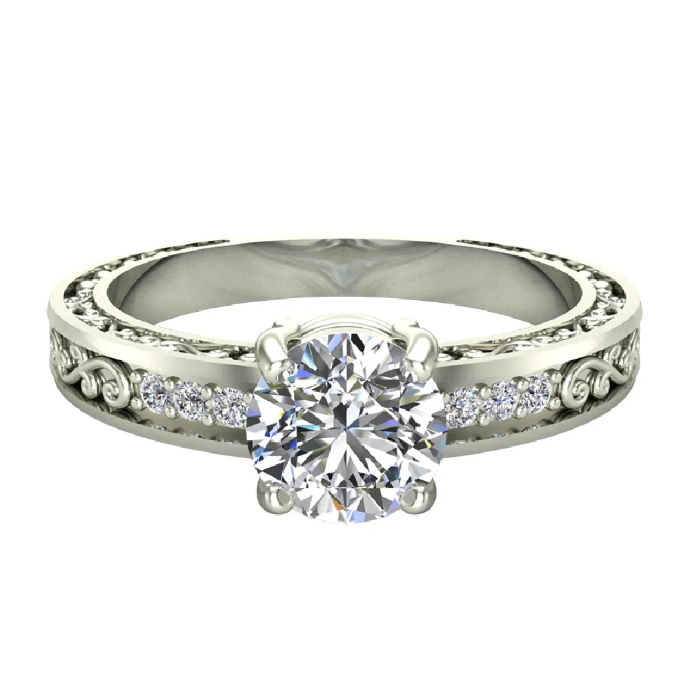 18K White Gold Solitaire Wedding Ring K28614