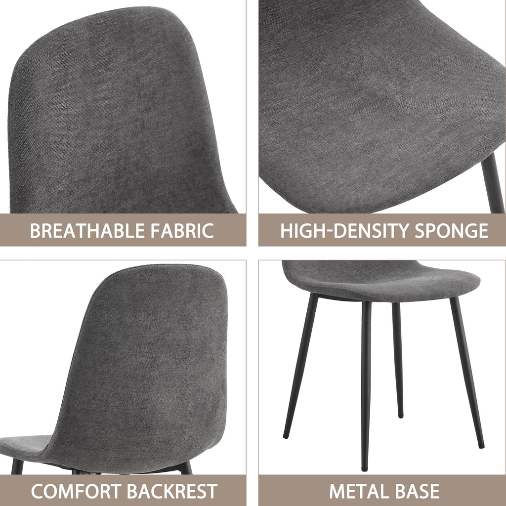 Dining Chairs Set of 4 Upholstered Side Chairs with Suede Fabric Cushion Seat and Metal Legs, Dark Gray H666126