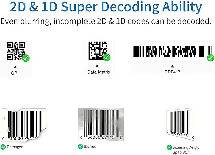 2.4GHz & USB Wireless 2D Barcode Scanner with Stand Pack of 2 T735210