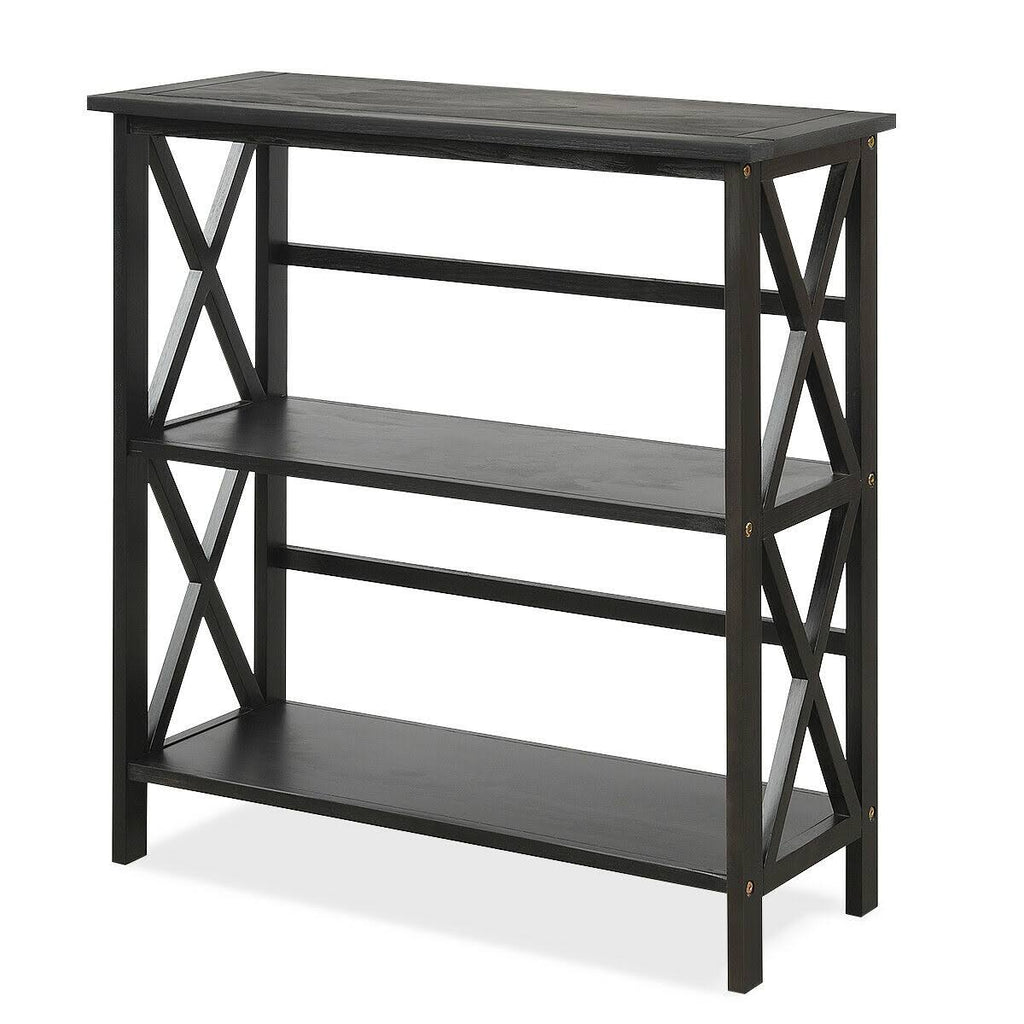 Black 3-Tier Wooden Open Shelf Bookcase G6266