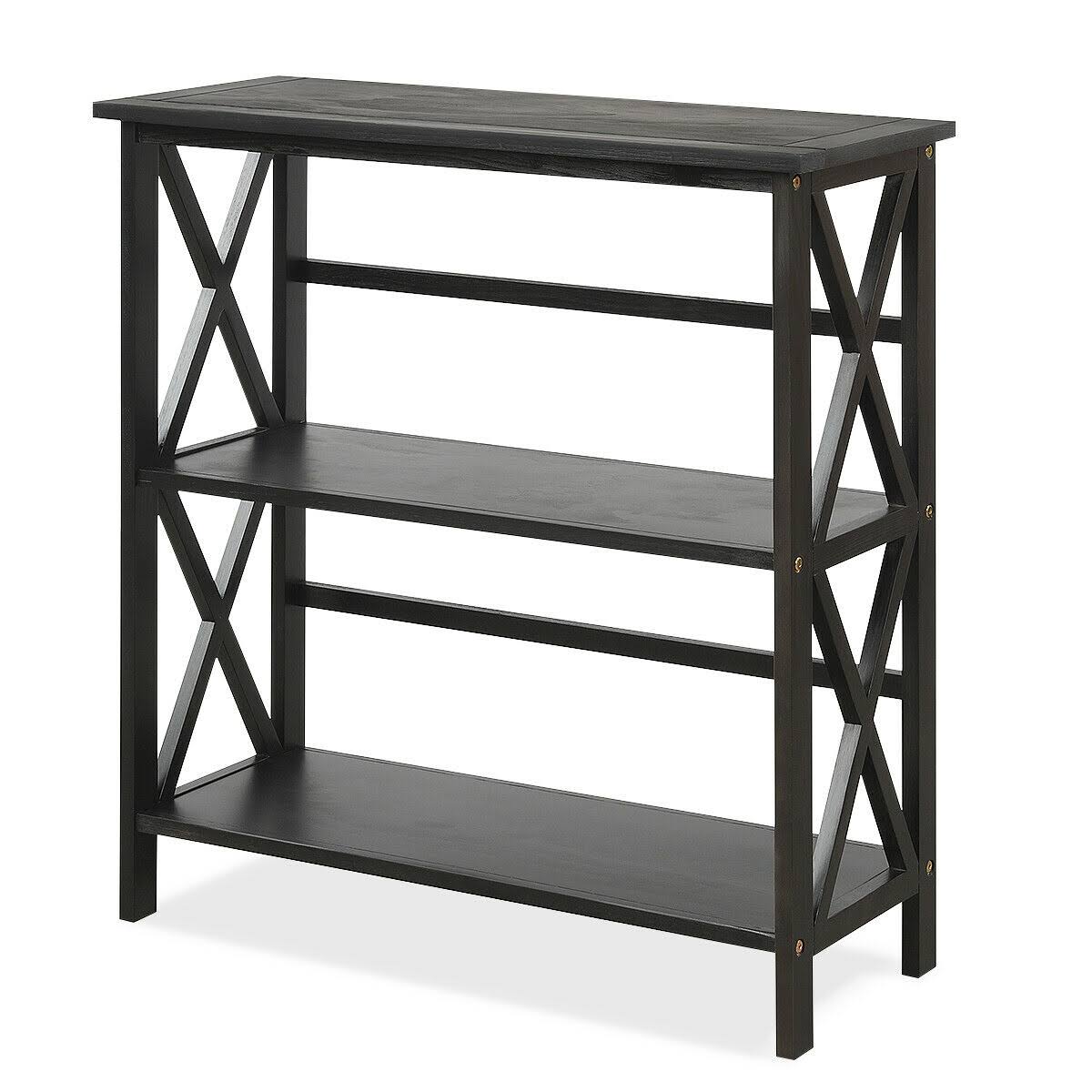 Black 3-Tier Wooden Open Shelf Bookcase G6266