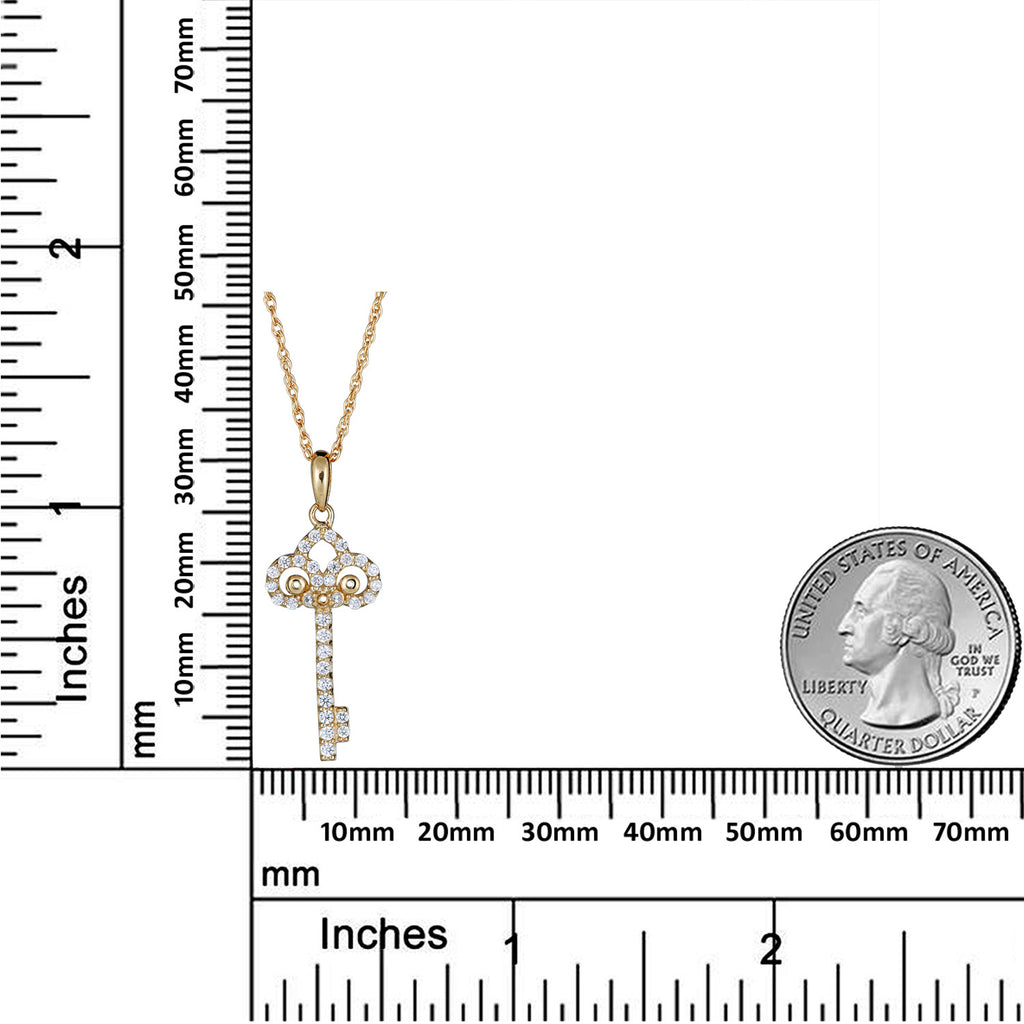10K Yellow Gold Key Pendant Necklace with 18" Chain K859