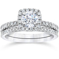 White Gold Real Diamond Engagement Ring Set S39988