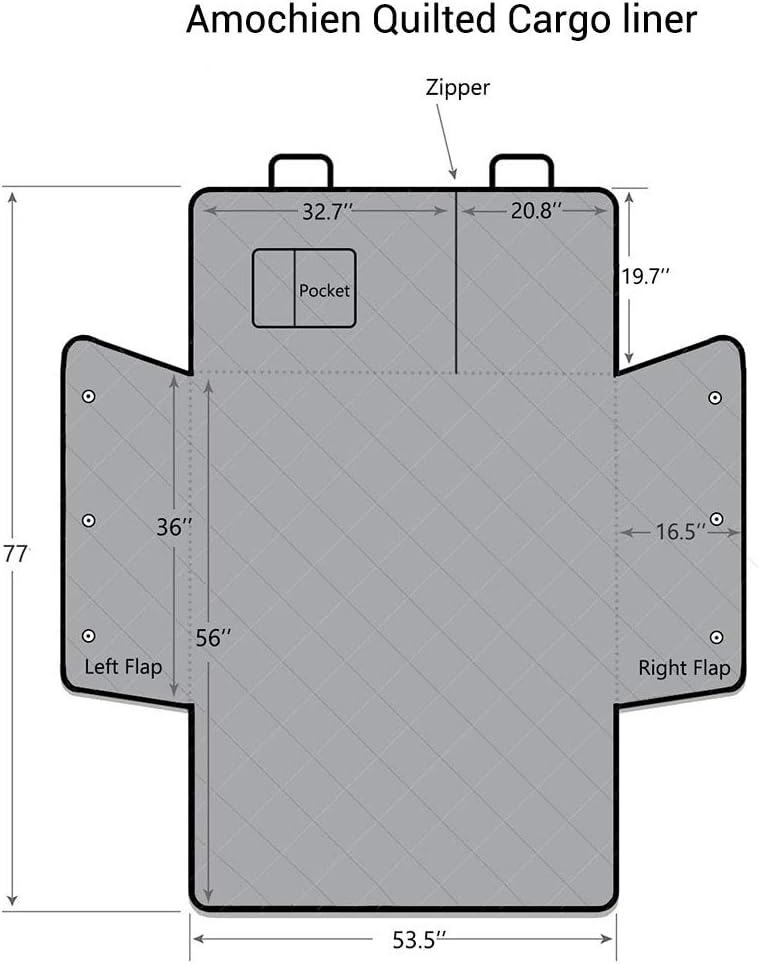 Black Waterproof SUV Cargo Liner with Side Walls Protector and Bumper Flap T472748