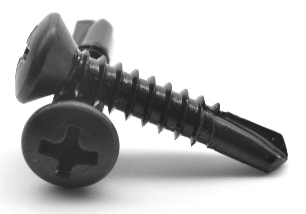 10-16 x 1 Self Drilling Screw Phillips Oval Head Black Oxide F8437