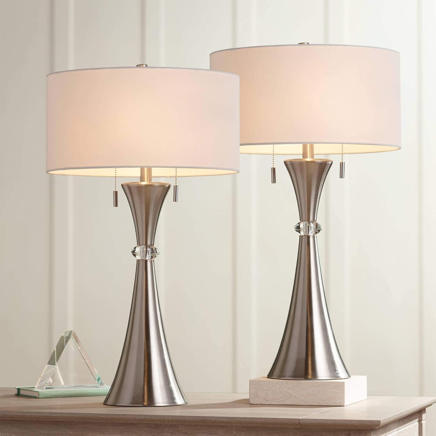 Silver Metal Table Lamps Set of 2 C448