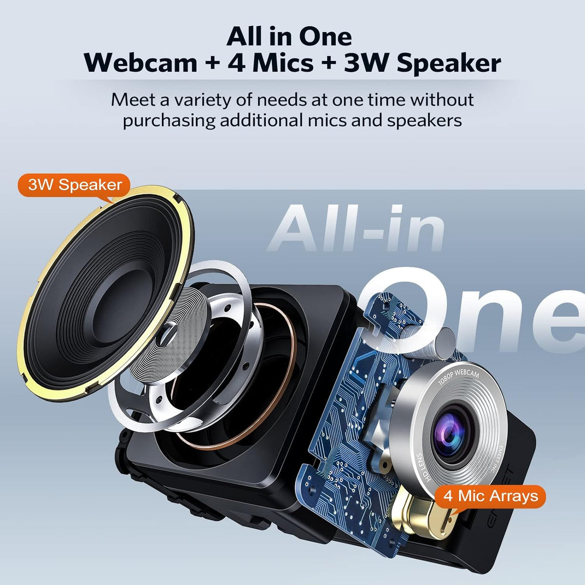 1080P 60FPS Webcam with Microphone and Speaker P57877