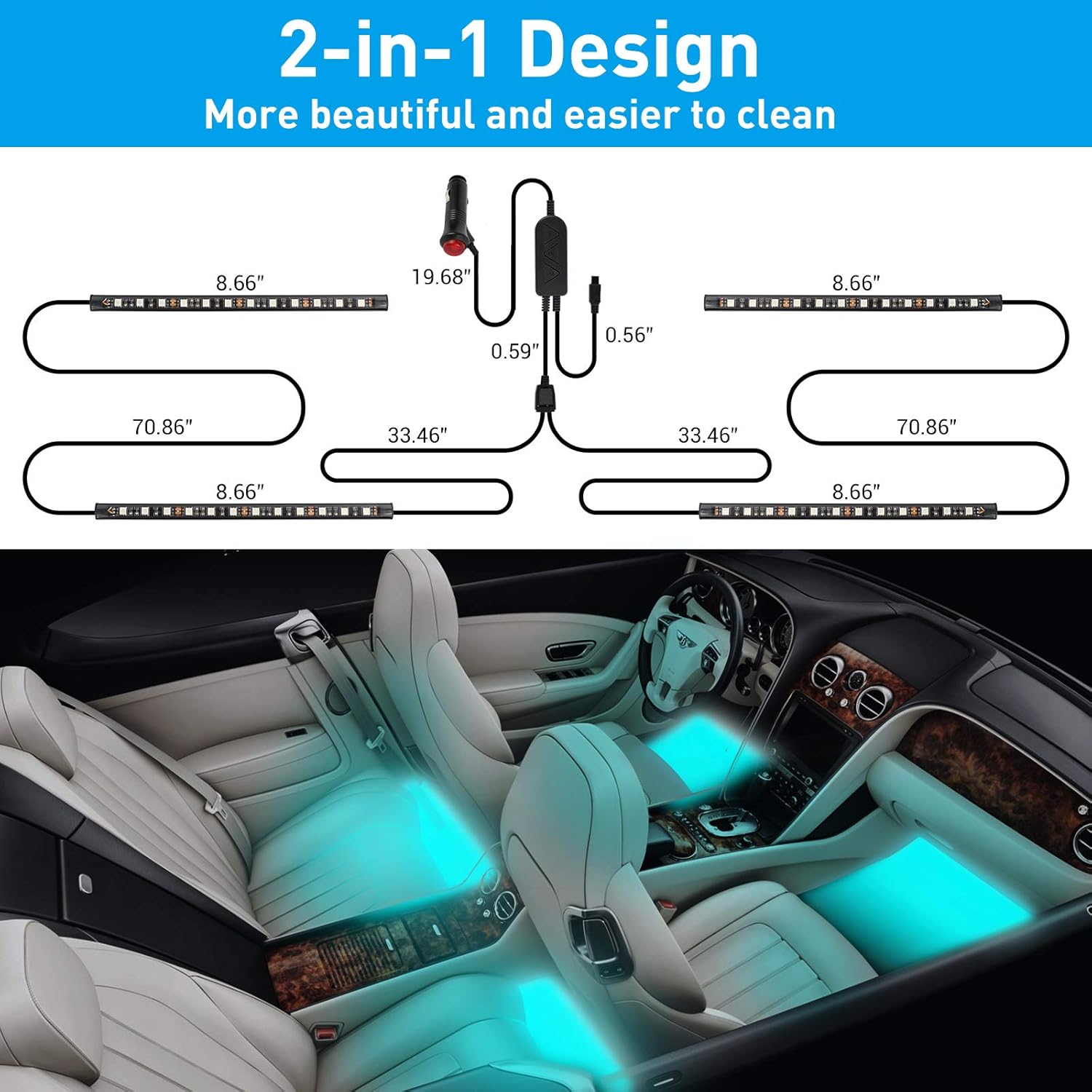 16 Million Colors Music Sync Car LED Lights P4252