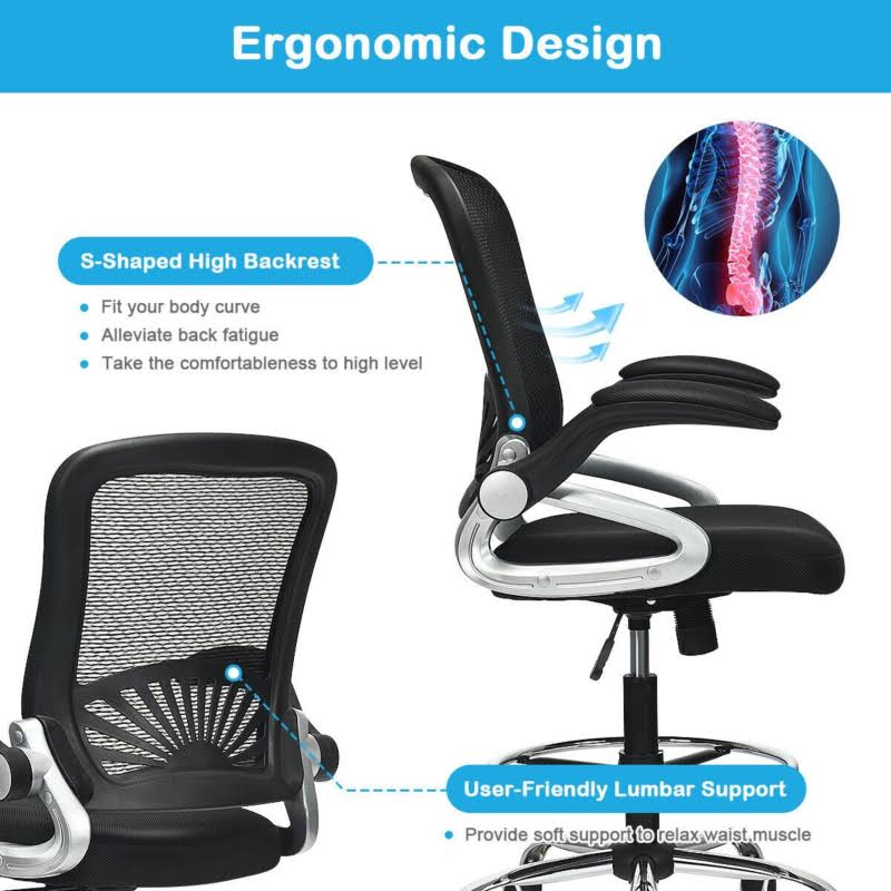 Adjustable Height Mesh Drafting Chair P890106