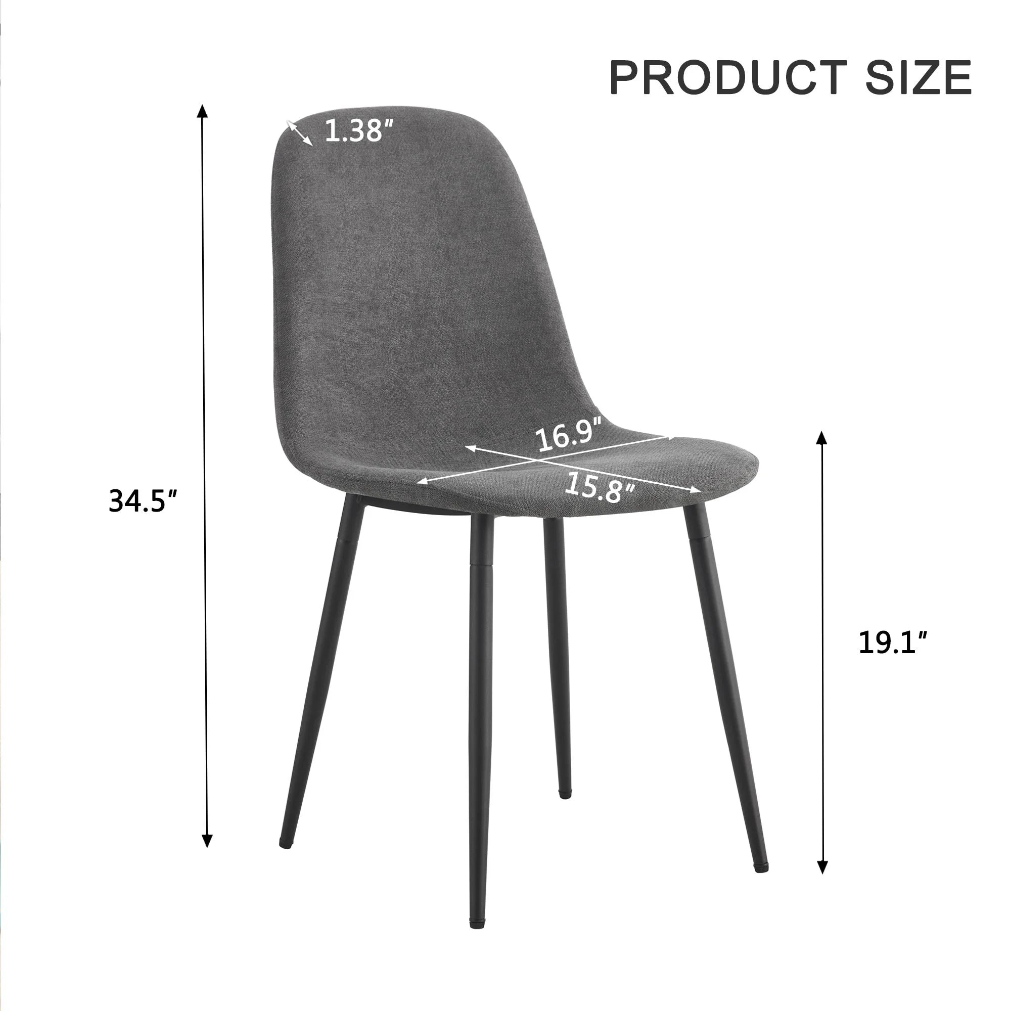 Dining Chairs Set of 4 Upholstered Side Chairs with Suede Fabric Cushion Seat and Metal Legs, Dark Gray H666126