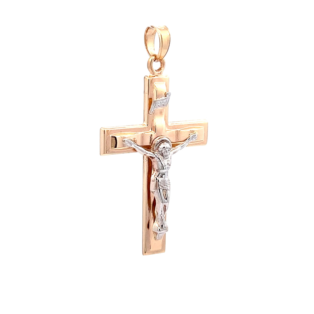14 KT Two Tone Gold Crucifix J56176