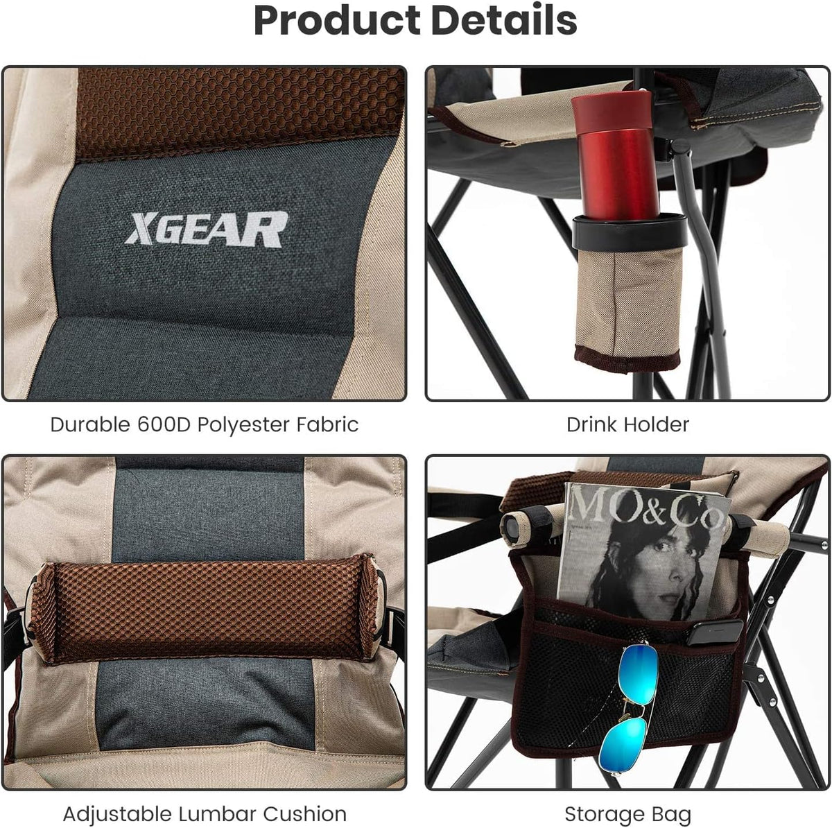Camping Chair with Hard Arm Lumbar Support Y218208