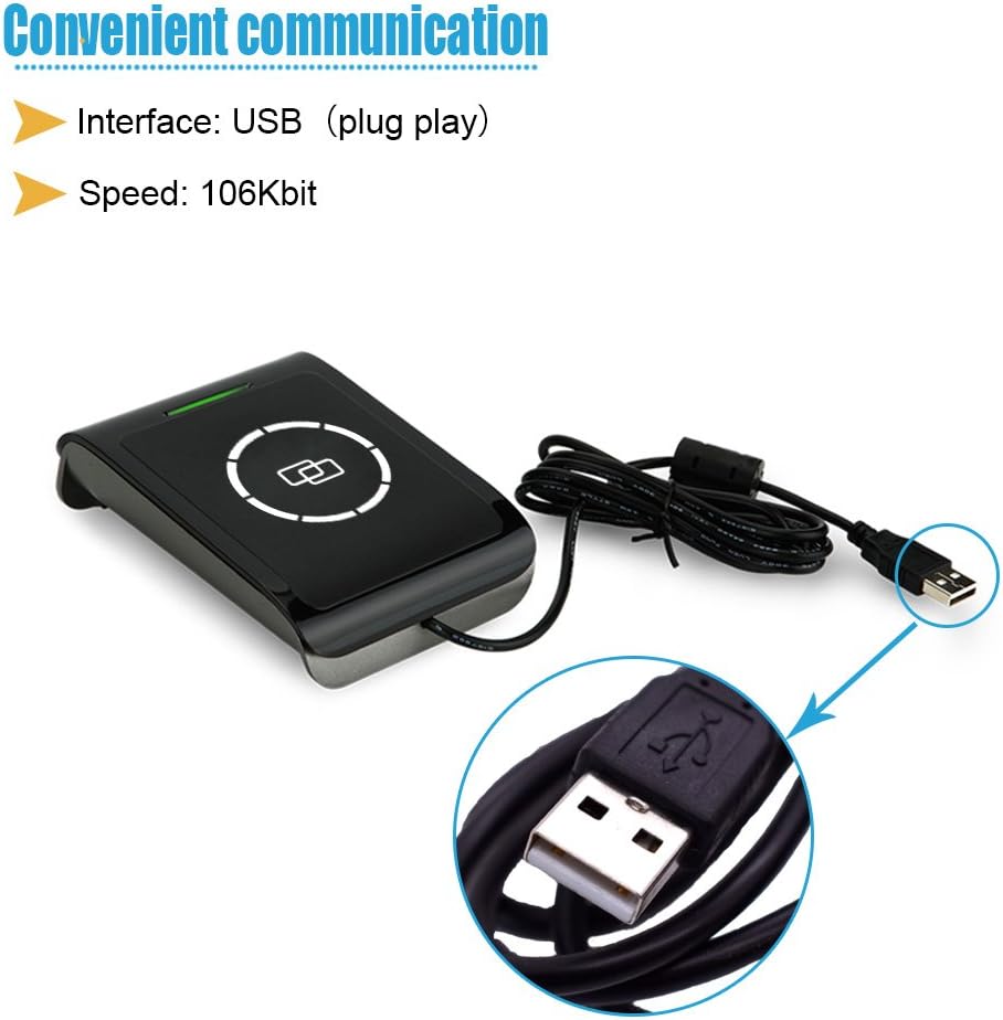RFID NFC Reader Writer 13.56MHZ USB Contactless Smart Card Reader with 2 Pcs 4442 Cards and 2pcs MF1 Cards R610