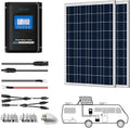200W 12/24V Polycrystalline Off-Grid Solar Panel Kit with 2PCs 100W Rigid Solar Panels and 30A MPPT Controller Q17269