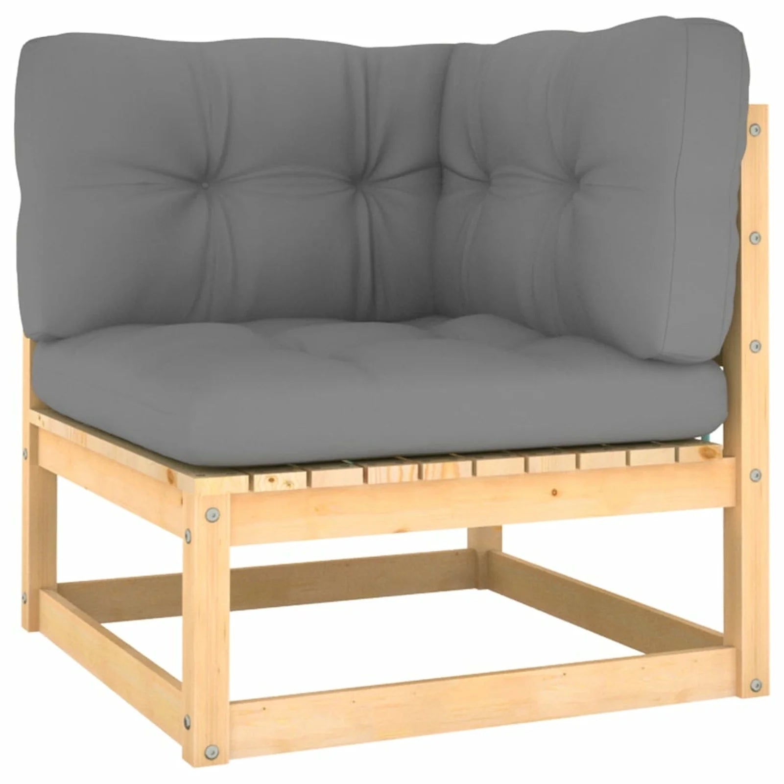 11 Piece Patio Lounge Set with Gray Cushion Pinewood Sectional Outdoor Furniture Set C926216