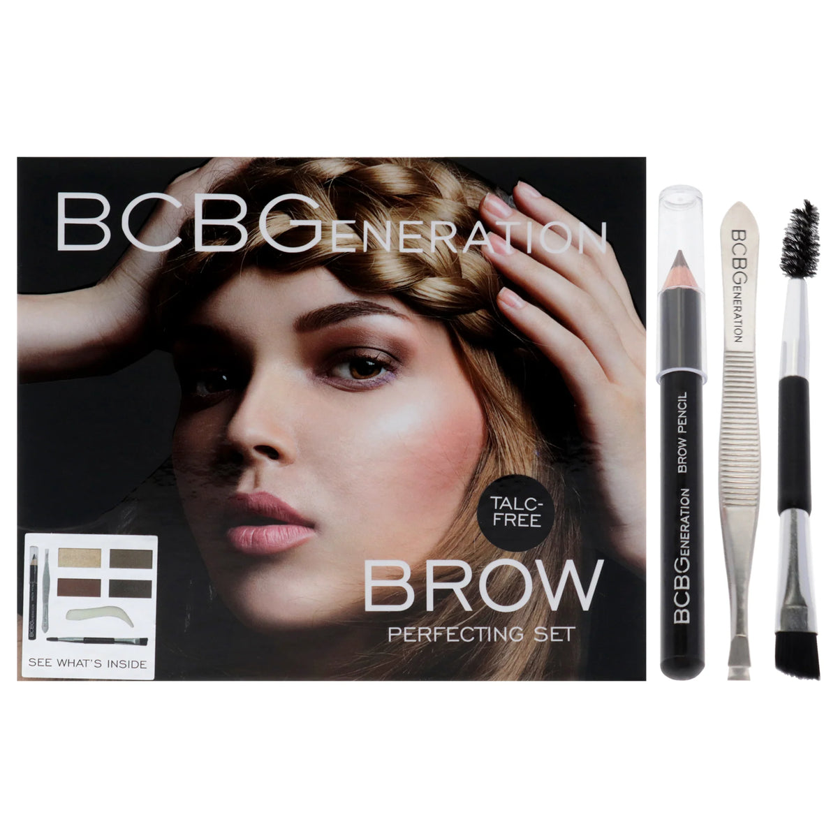 6 Pc Brow Perfecting Set with Highlighter Powder, Brow Powder, Brow Wax, Brow Pencil, Tweezer, Spoolie and Eyebrow Brush Z71372