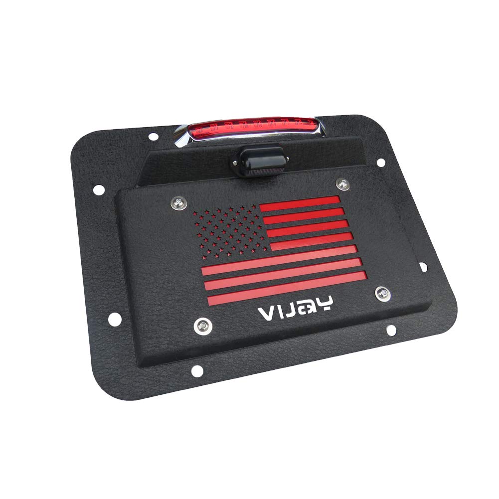 Spare Tire Delete License Plate Relocation Kit with Plate Light and Third Brake Light for Wrangler JK JKU I139