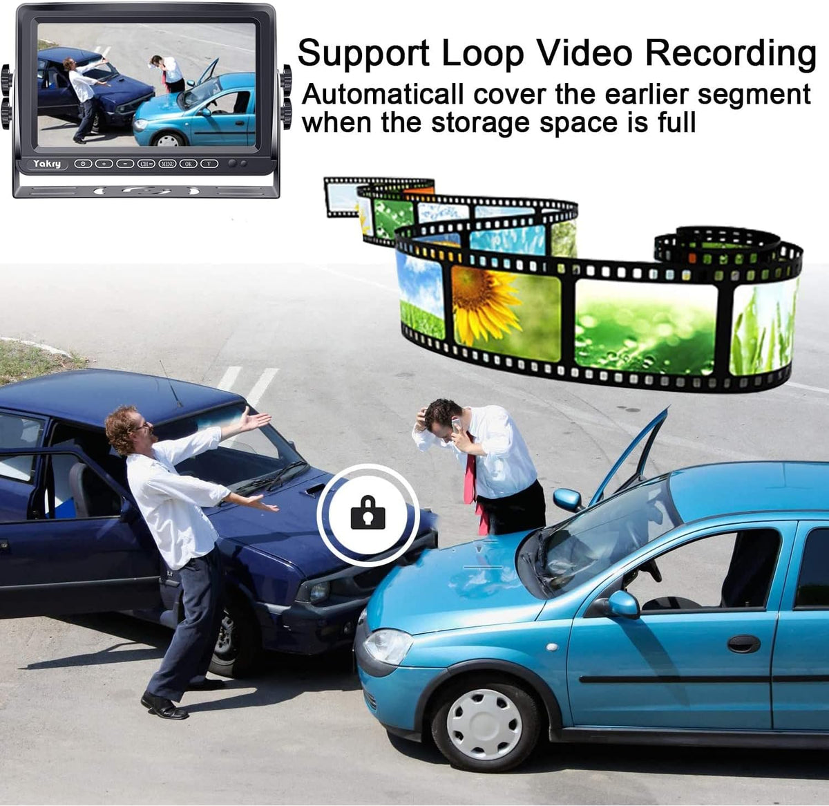Wireless HD 1080P Backup Camera with 7 Inch Touch Key DVR Monitor X4541