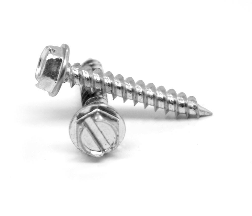 1/4-14 x 4 Slotted Hex Washer Head Sheet Metal Screw Type AB Low Carbon Steel Zinc Plated Pk 300 L1611