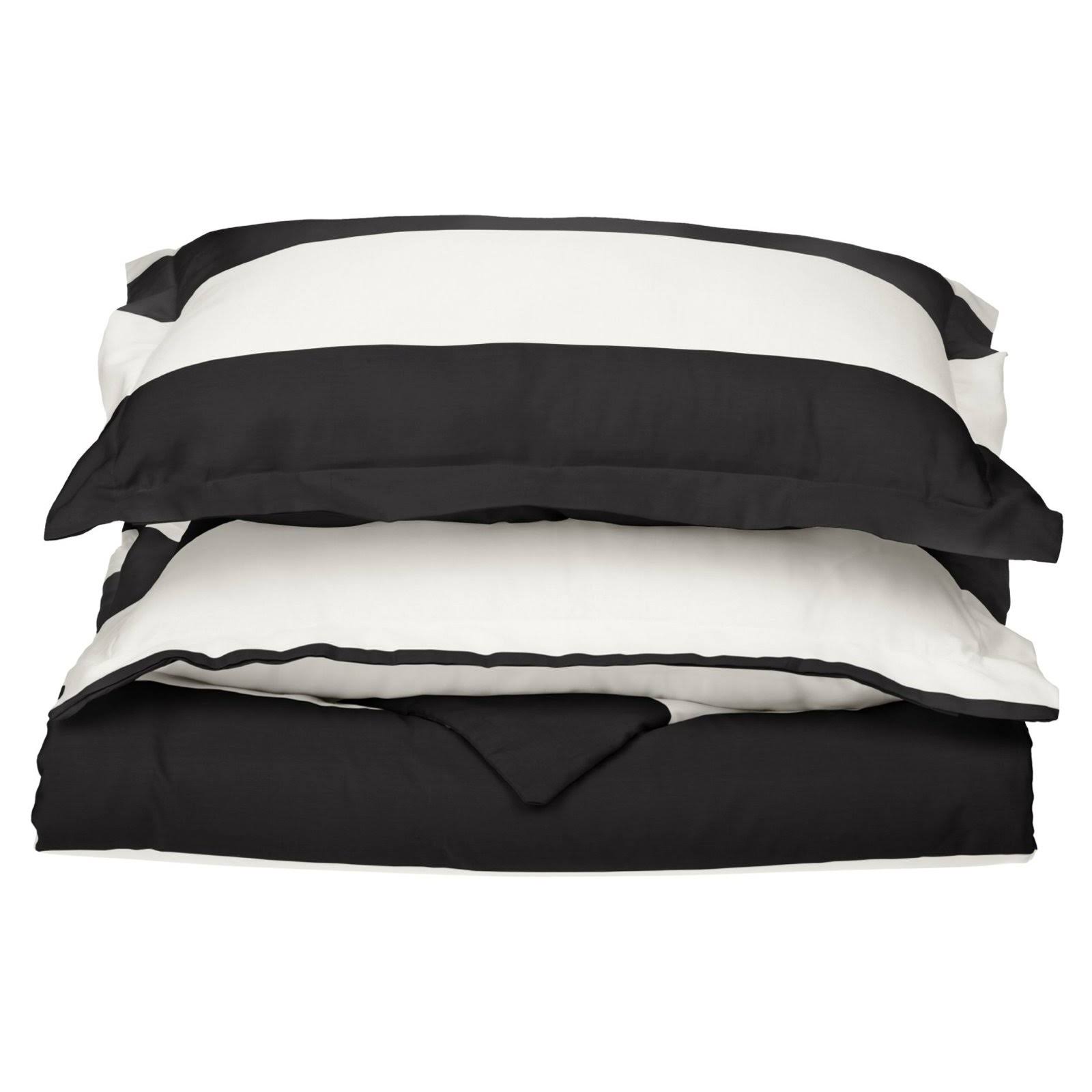 600 Thread Count Cotton Blend Duvet Cover Set (Twin - Black) Z619290