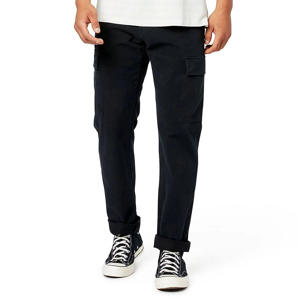 Black Straight Fit Cargo Pants B5524