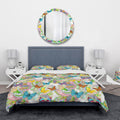 Bohemian Colorful Butterflies Floral Bedding Set Duvet Cover Shams V41401