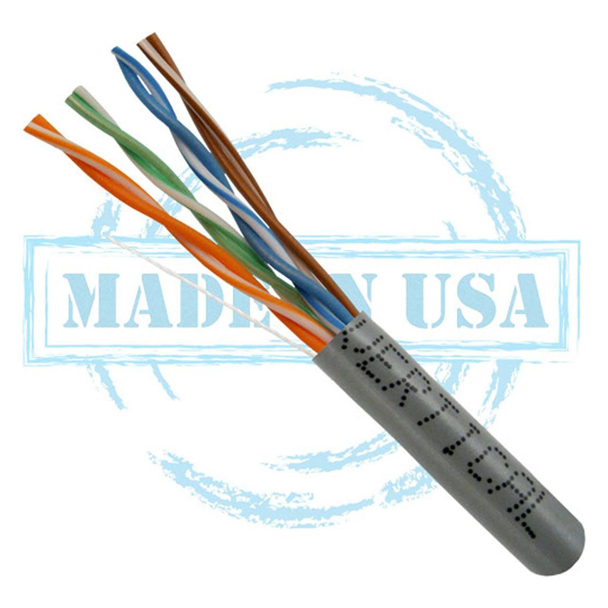 Bulk Ethernet Cable, Cat5e, UTP, 24AWG, 8C Solid Bare Copper, Plenum, 1000ft, Gray I23011