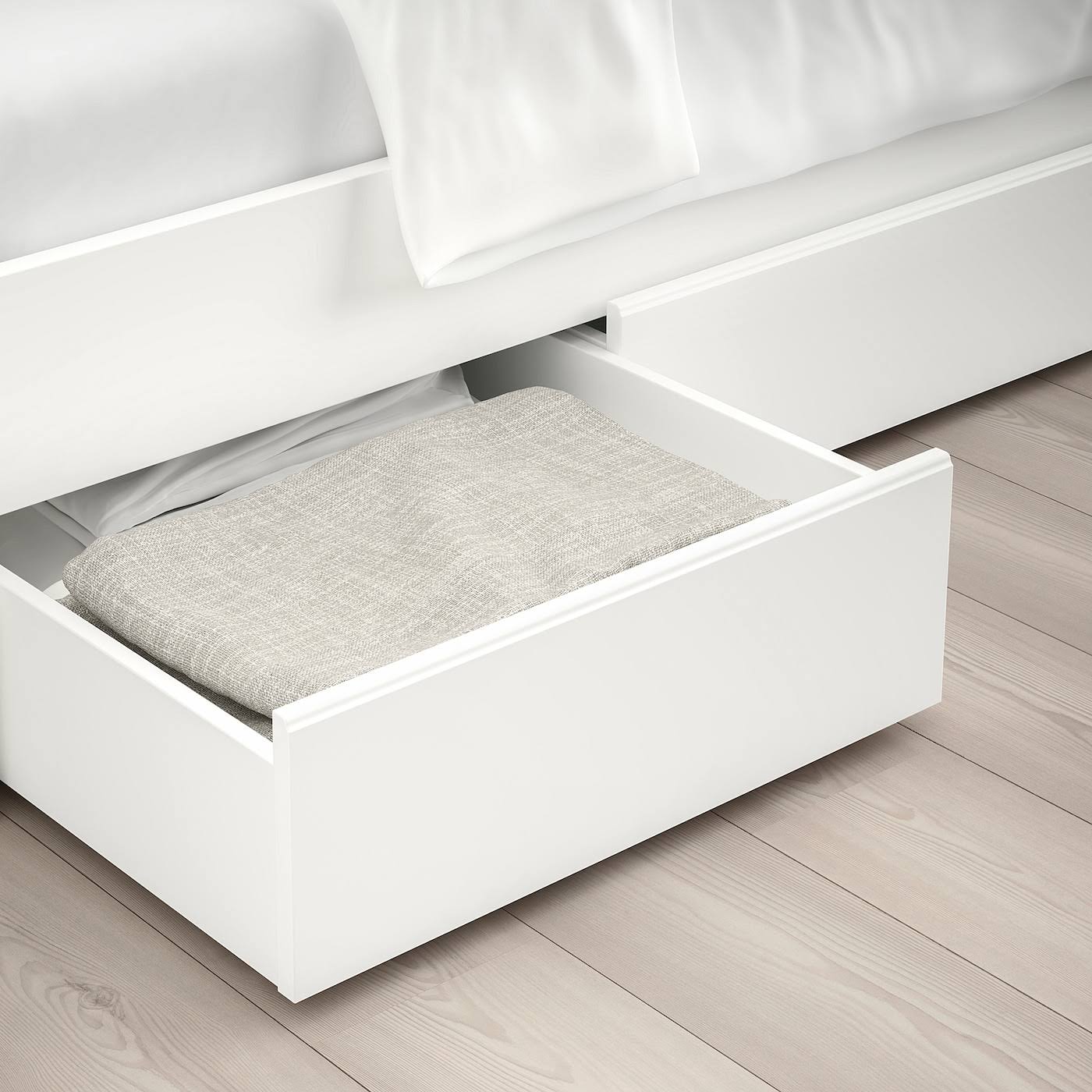 Twin White Bed Frame with 2 Storage Boxes P1443