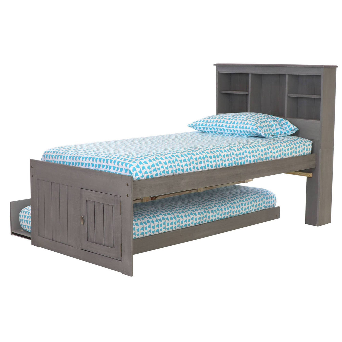 Charcoal Twin Bookcase Bed with 3 Drawers and Trundle T6313