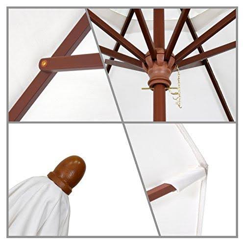 Pacifica Beige Wood Market Umbrella B8012