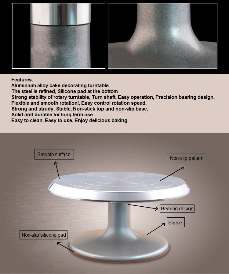 Silver Aluminum Alloy Rotating Cake Turntable Stand P44997