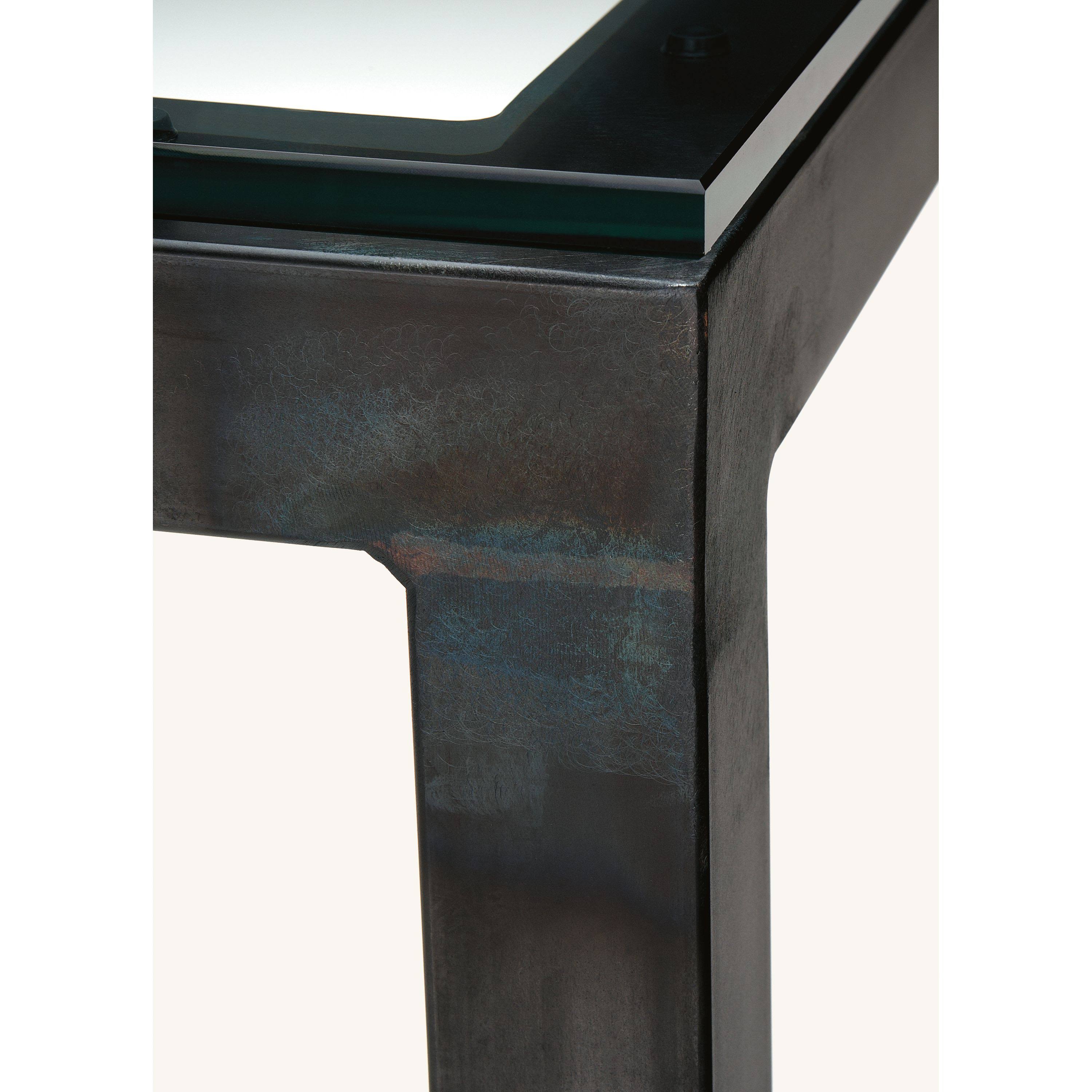 Clear Tempered Glass Bar Table with Ocean Blue Base X39183