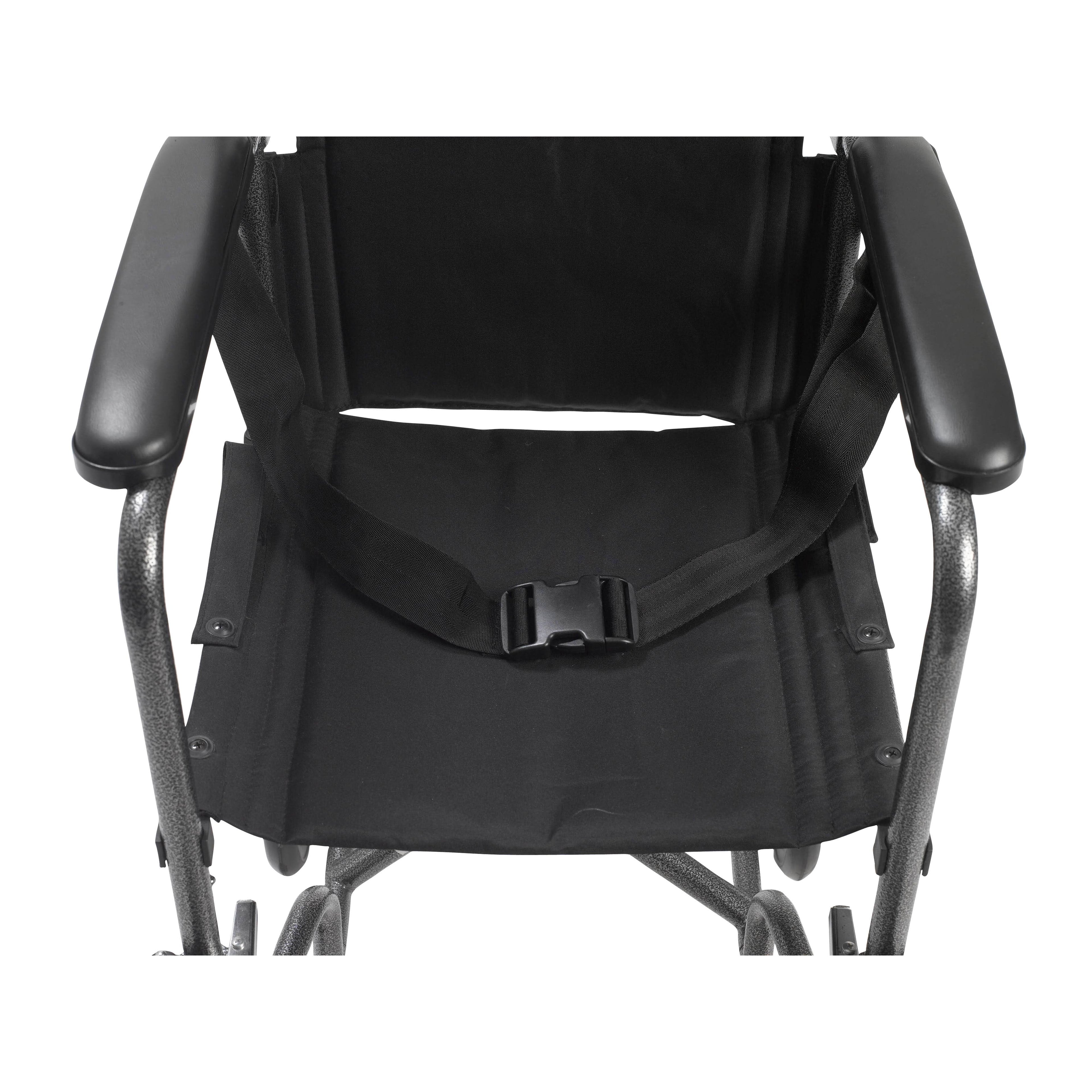 Lightweight Steel Transport Wheelchair Fixed Full Arms 19x22 Seat Y46211