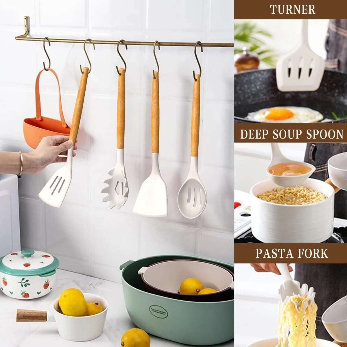 33 Pcs Non-Stick Silicone Cooking Utensil Set with Holder A594966