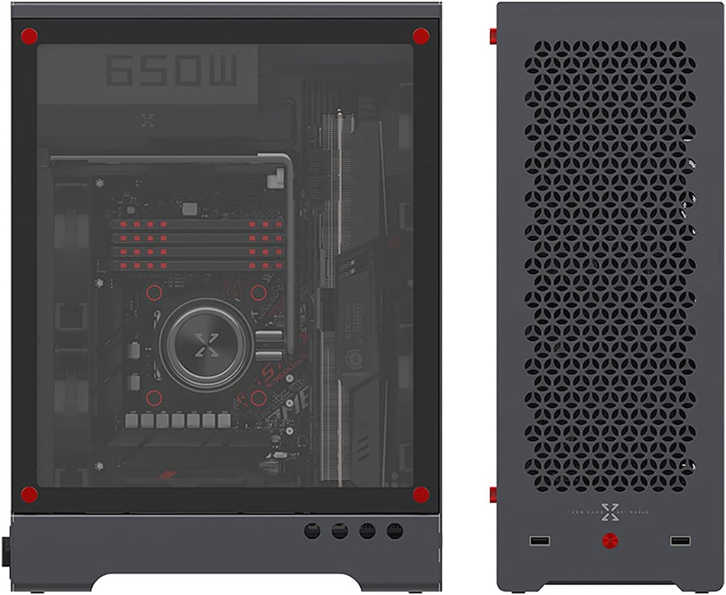 Aluminum Grey Mid Tower PC Case with Tempered Glass Window T502